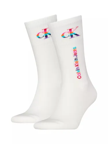 Calvin Klein Pride Crew Socks, Pack of 2, White/Multi - White/Multi - Male