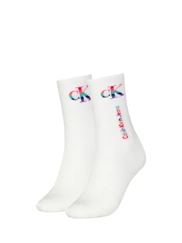 Calvin Klein Pride Logo Socks, Pack of 2, White/Multi - White/Multi - Female