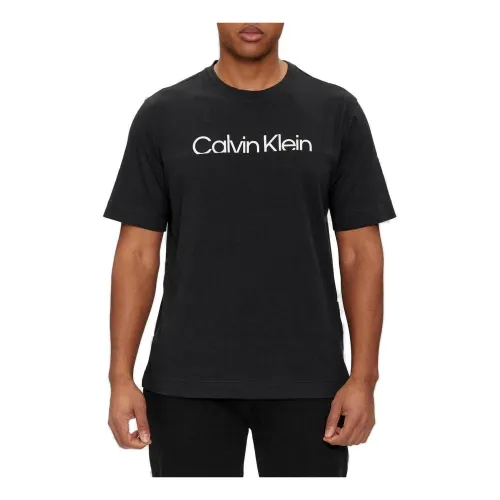 Calvin Klein , Print Cotton T-Shirt ,Black male, Sizes: