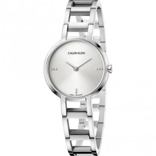 Calvin Klein , Quartz Women`s Watch with Silver Dial and Stone Adornments ,Gray female, Sizes: ONE SIZE