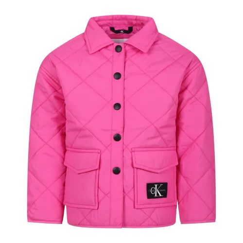 Calvin Klein , Quilted Fuchsia Down Jacket ,Pink unisex, Sizes: