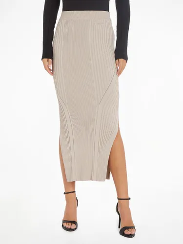 Calvin Klein Rib Maxi Skirt, Silver Grey - Silver Grey - Female