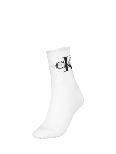 Calvin Klein Ribbed Logo Socks - White - Female