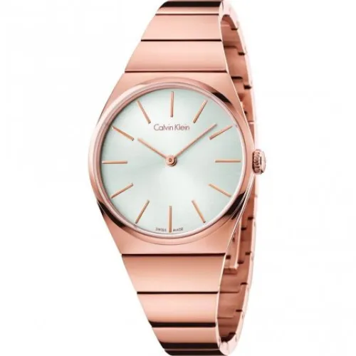 Calvin Klein , Rose Gold Quartz Watch with White Dial - K6C2X646 Supreme ,Brown female, Sizes: ONE SIZE
