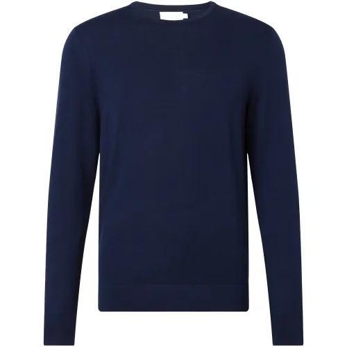 Calvin Klein , Round Neck Knitted Sweater ,Blue male, Sizes: