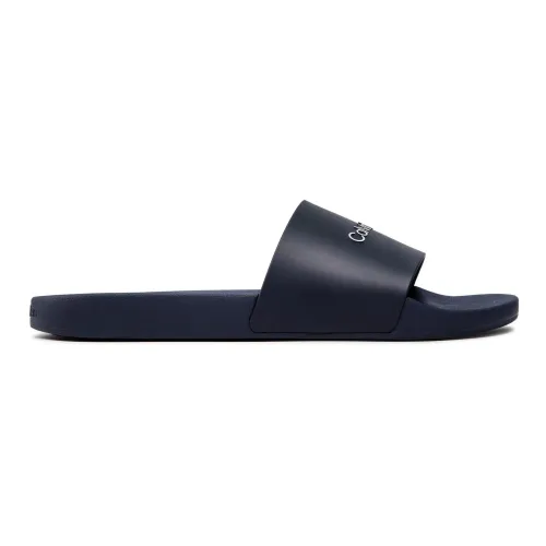 Calvin Klein , Rubber Pool Slide Sandals ,Blue male, Sizes: