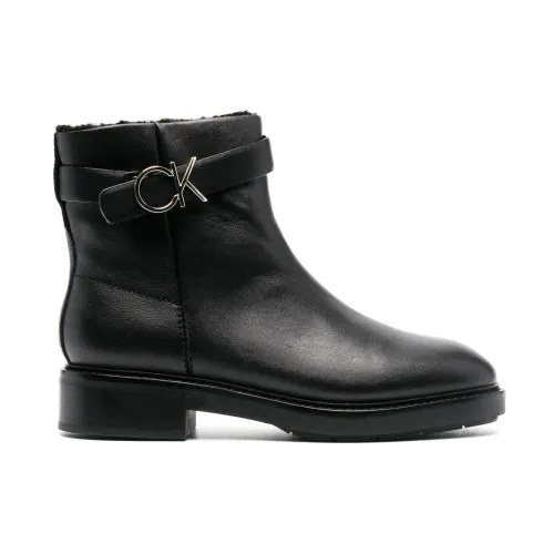 Calvin Klein , Rubber Sole Ankle Boot HW ,Black female, Sizes: