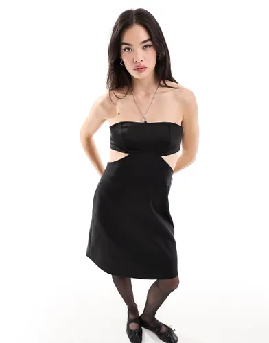 Calvin Klein Satin Chain Detail Bustier Dress in black