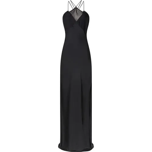 CALVIN KLEIN Shine Chiffon Slip Maxi Dress - Black