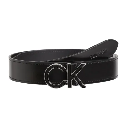 Calvin Klein , Sophisticated Leather Belt ,Black female, Sizes: