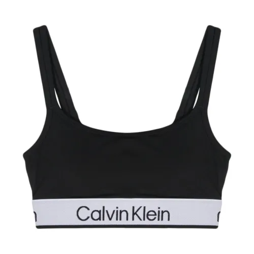 Calvin Klein , Sporty Black Square Neck Top ,Black female, Sizes: