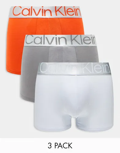 Calvin Klein steel 3-pack trunks in blue, grey and orange-Multi