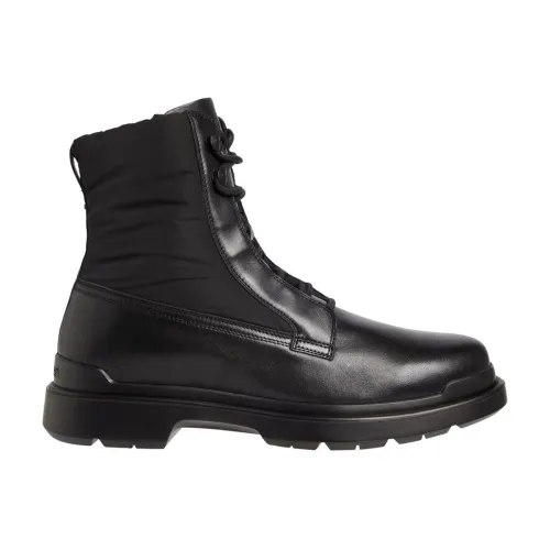 Calvin Klein , Stylish Leather Ankle Boots ,Black male, Sizes: