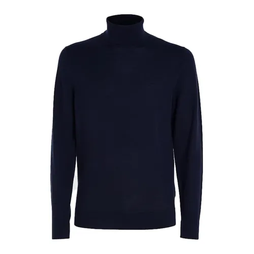 Calvin Klein , Superior Wool Men Blue Turtleneck ,Blue male, Sizes: