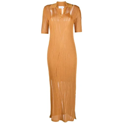 Calvin Klein , Texture stitch dress ,Yellow female, Sizes:
