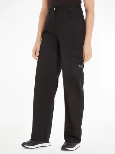 Calvin Klein Twill Straight Leg Cargo Trousers, Black - Black - Female