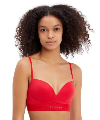 Calvin Klein Unisex 000QF7054E Embossed Icon Holiday Push-Up Bralette - Red Cotton