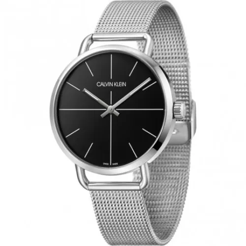 Calvin Klein , Uomo/Donna Quartz Watch - Black Dial, Stainless Steel Case and Bracelet ,Black female, Sizes: ONE SIZE