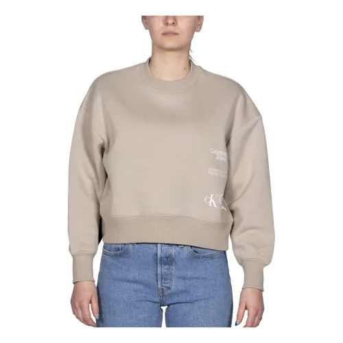 Calvin Klein , Urban Logo Sweatshirt for Women ,Beige female, Sizes: