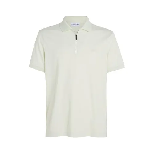 Calvin Klein Welt Zip Polo Shirt - White