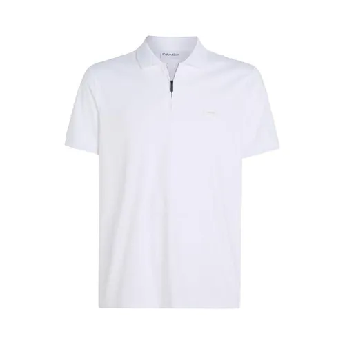 Calvin Klein Welt Zip Polo Shirt - White