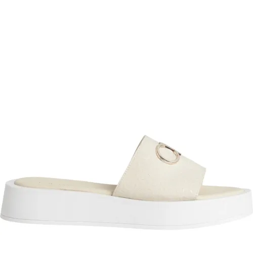 Calvin Klein , White Flatform Slide Sandals ,White female, Sizes: