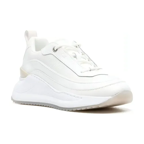 Calvin Klein , White Leather Wedge Sneakers ,White female, Sizes: