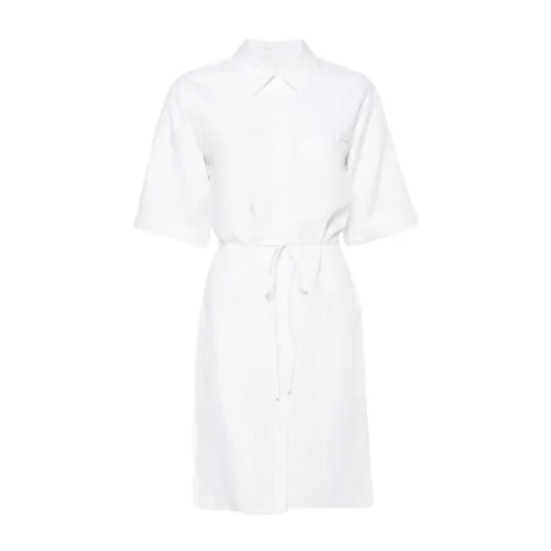 Calvin Klein , White Linen Dress Silver Logo ,White female, Sizes: