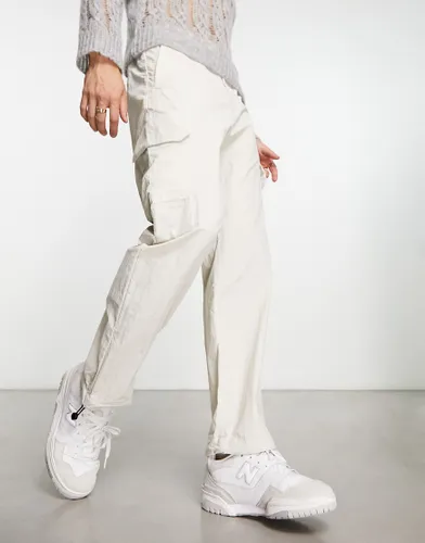Calvin Klein wide leg crinkle cargo in beige-Neutral