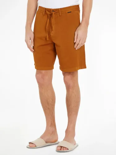 Calvin Klein Wide Leg Linen Blend Shorts, Burned Caramel - Burned Caramel - Male