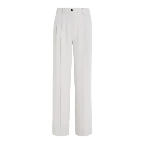Calvin Klein , Wide Leg Twill Pants for Women ,White female, Sizes: