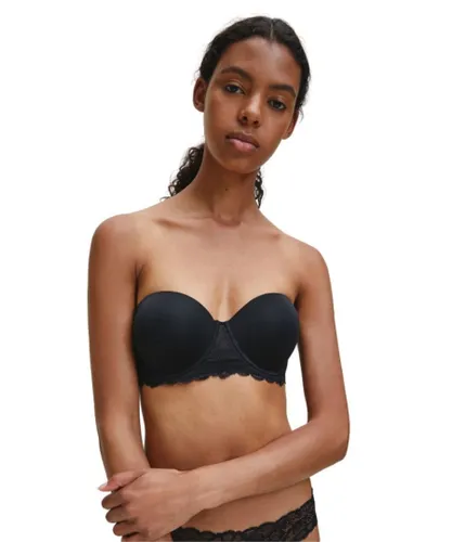 Calvin Klein Womens 000QF1437E Seductive Comfort Strapless Bra - Black Nylon