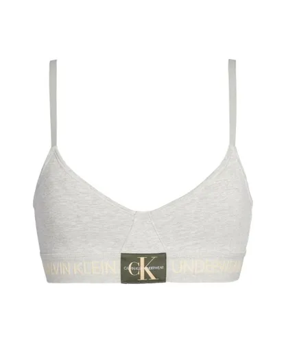 Calvin Klein Womens 000QF4919E Monogram Triangle Bra - Grey Cotton