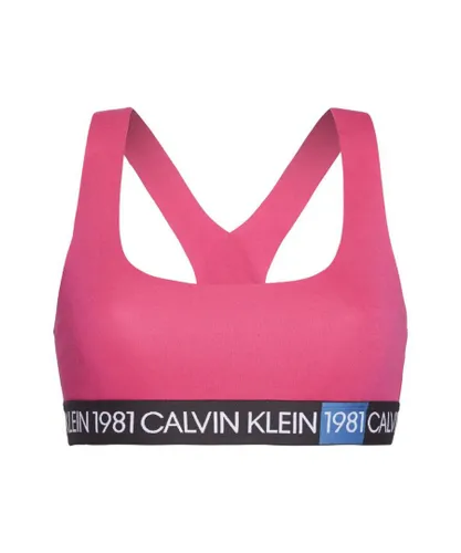 Calvin Klein Womens 000QF5577E 1981 Unlined Bralette Bra - Pink Cotton