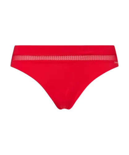 Calvin Klein Womens 000QF6047E Perfectly Fit Flex Thong - Red Nylon
