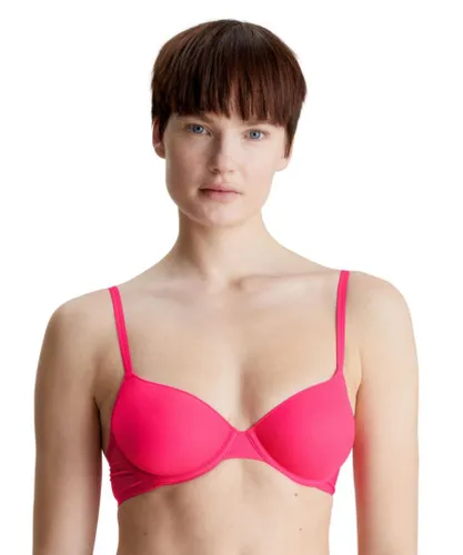Calvin Klein Womens 000QF6068E Sheer Marquisette Lightly Lined Demi Bra - Pink Nylon