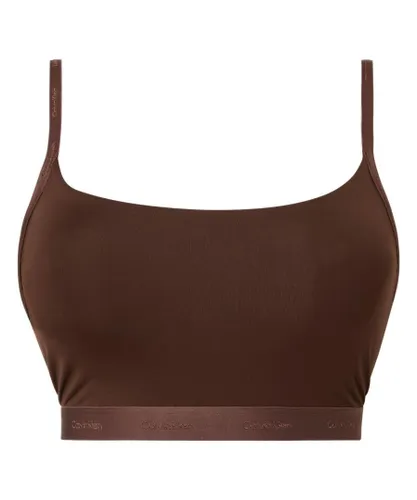 Calvin Klein Womens 000QF6821E Form To Body Natural Unlined Bralette - Brown Nylon