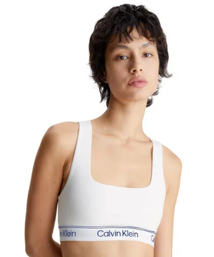 Calvin Klein Womens 000QF7185E Athletic Cotton Unlined Bralette - White