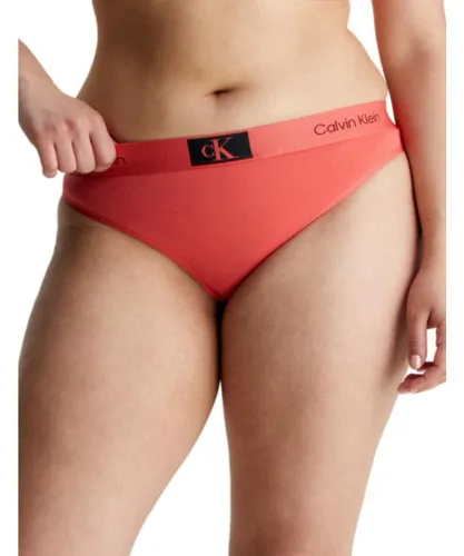 Calvin Klein Womens 000QF7221E CK96 Thong - Red Cotton