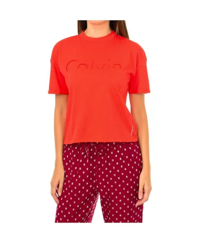 Calvin Klein Womens Short Sleeve T-shirt - Red Cotton