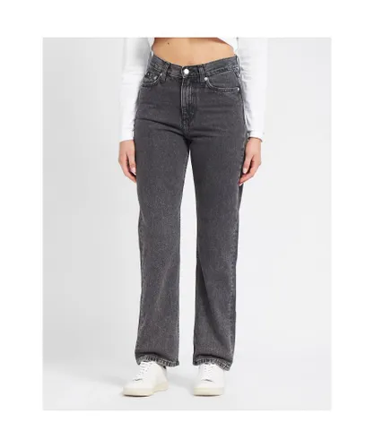 Calvin Klein Womenss High Rise Straight Jeans in Grey Cotton