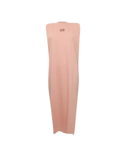 Calvin Klein Womenss Padded Shoulder Jersey Dress in Pink Cotton