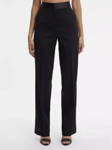 Calvin Klein Wool Tuxedo Straight Leg Trousers, Black - Black - Female