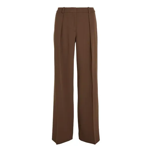 Calvin Klein Wool Twill Extra Wide-Leg Pant - Brown