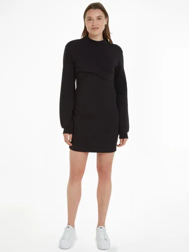 Calvin Klein Wrap Sweater Dress, Black - Black - Female