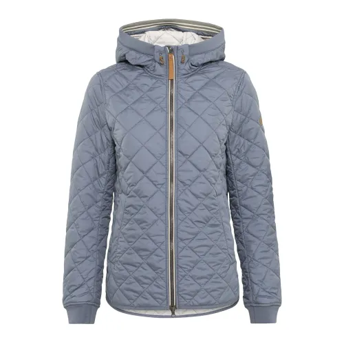 Camel Active , Quilted Jacket with Adjustable Hood and Zipper ,Blue female, Sizes: