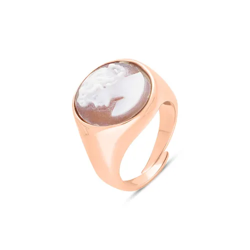 Cameo Italy Rose Gold Plated Sterling Silver Oval Lady Ring D