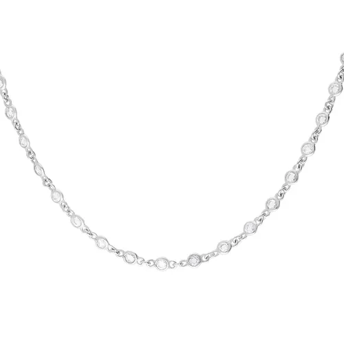 Cameo Italy Sterling Silver Cubic Zirconia Chain Necklace D - Gold