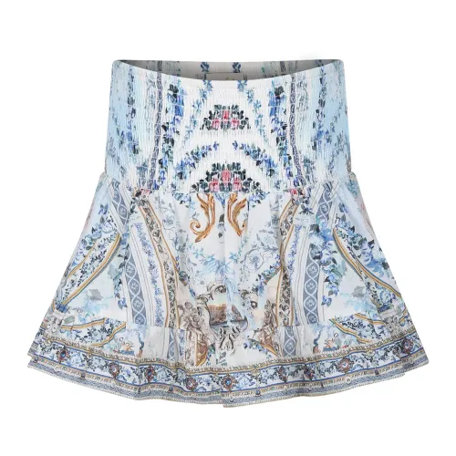 Camilla , Floral Print Cotton Skirt ,Blue female, Sizes:
