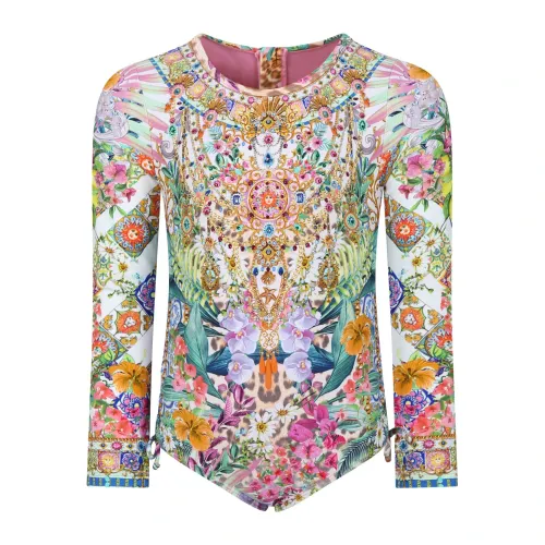 Camilla , Multicolor Long Sleeve T-Shirt with Zip Closure ,Multicolor female, Sizes: